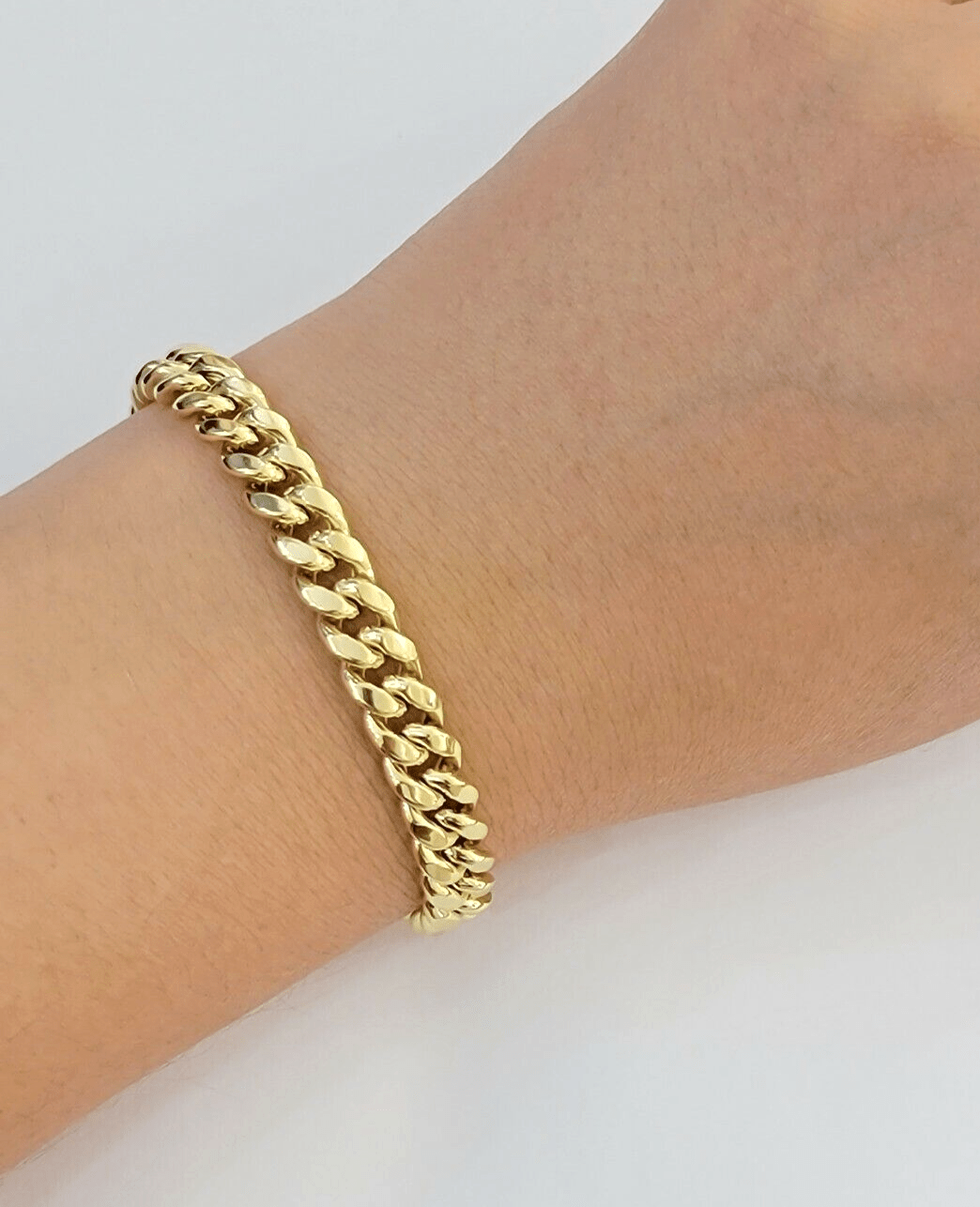 Real 14k Gold Bracelet 8mm 7 inch Miami Cuban Link Box Clasp Strong 14KT LADIES - GoldenlinQ